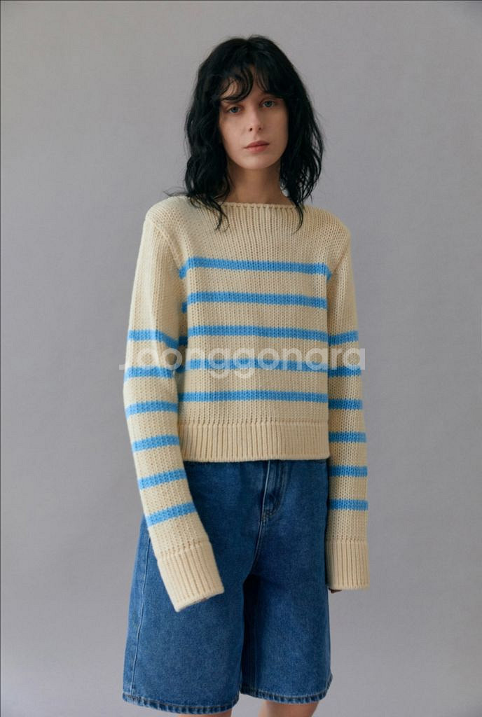 어그스트 보트넥 스트라이프 니트--3