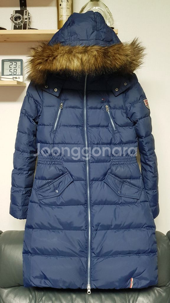타미힐피거 데님 플레인 폴리 다운 롱패딩 점퍼--0
