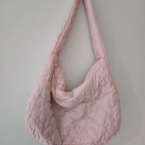 연핑크 하트 누빔 패딩백