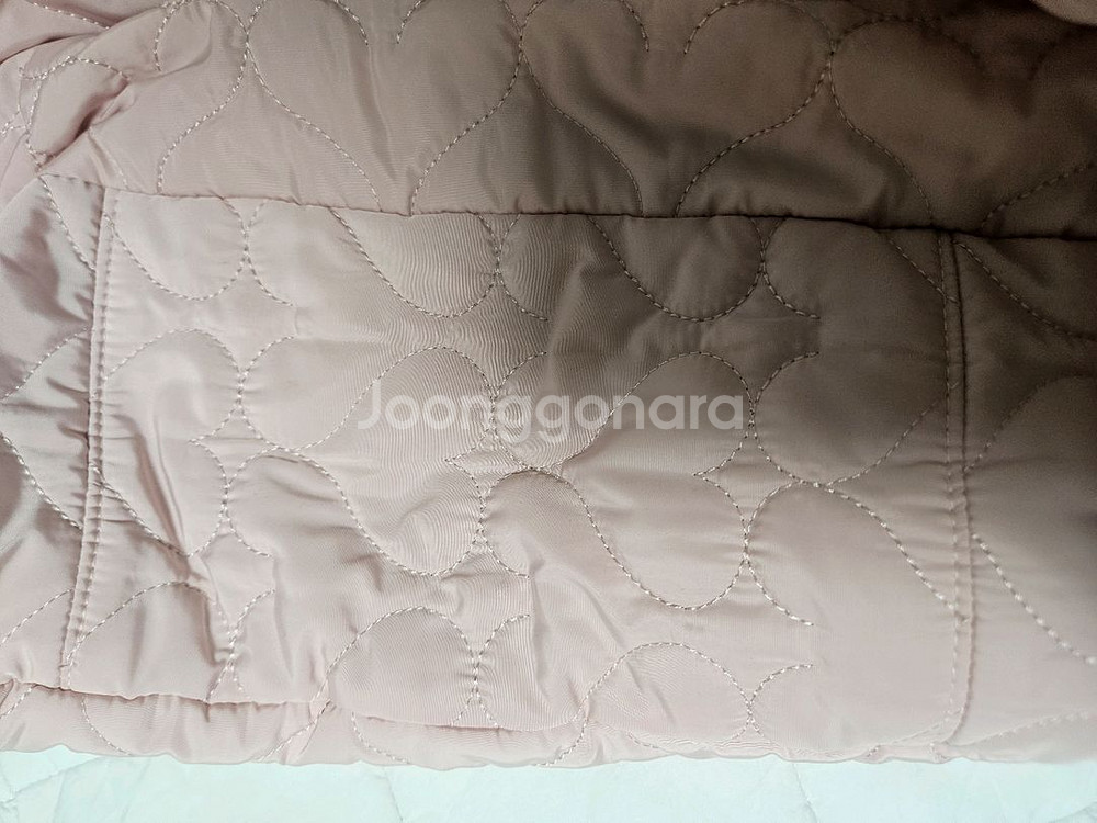 연핑크 하트 누빔 패딩백--1