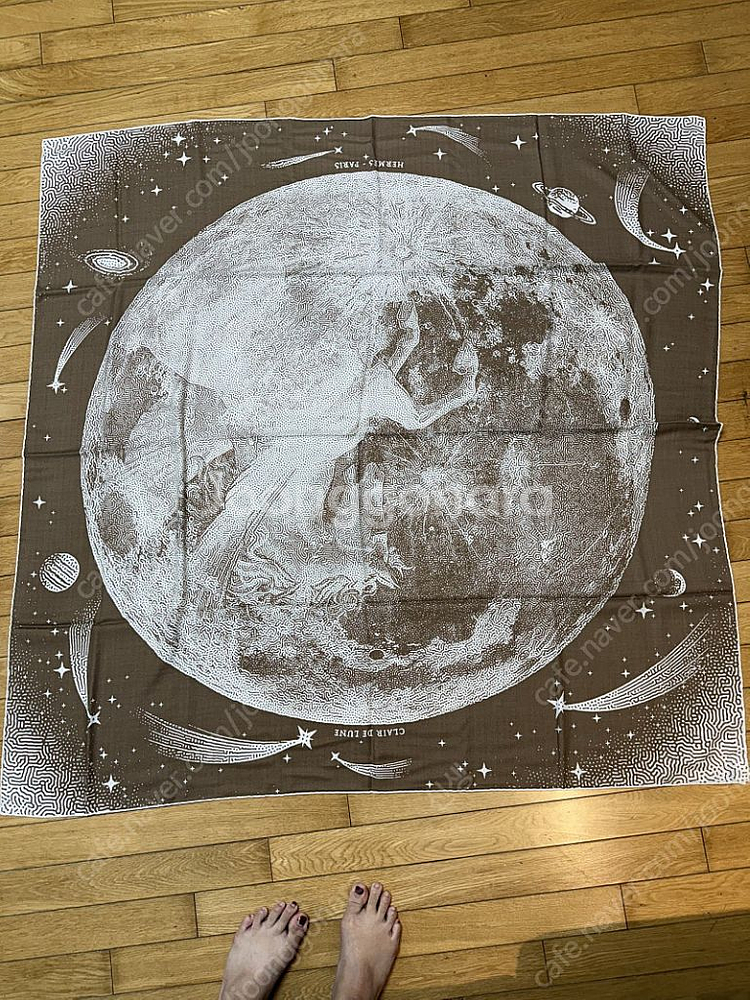 에르메스 140 실크 캐시미어 숄 스카프 clair de lune 새제품--1