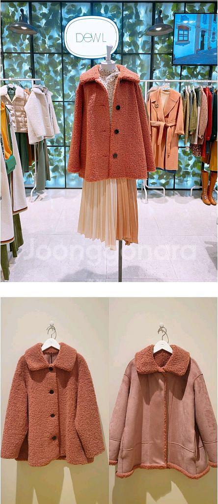 DEWL 듀엘 , 양면 테디베어 무스탕 코트--5