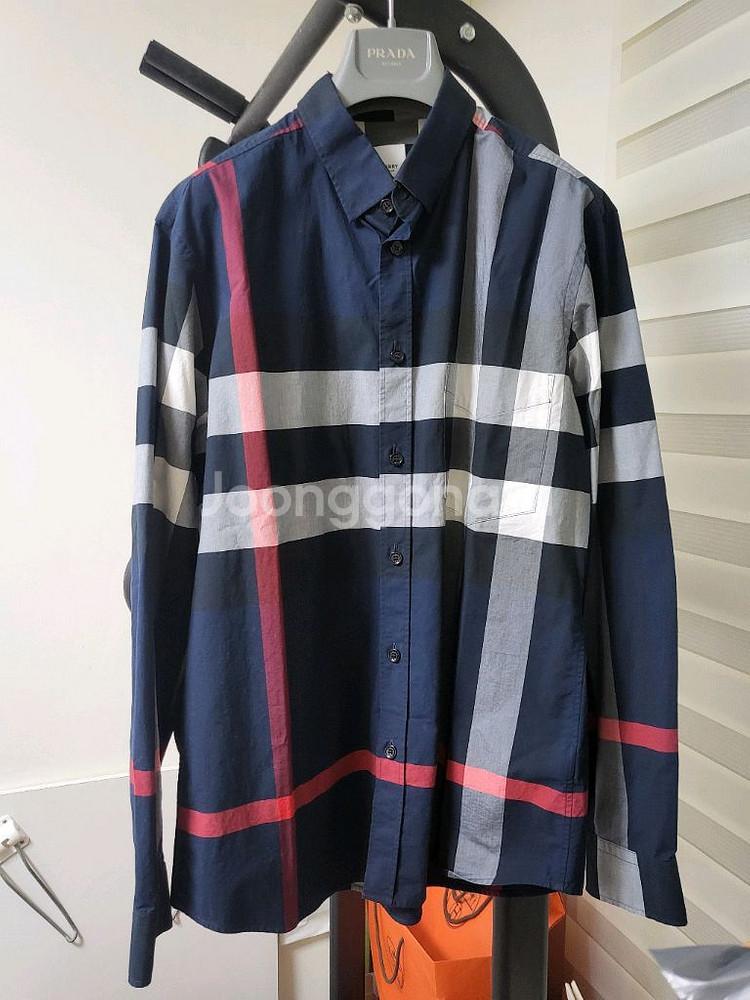 22SS 버버리 체크 코튼 셔츠 L--0