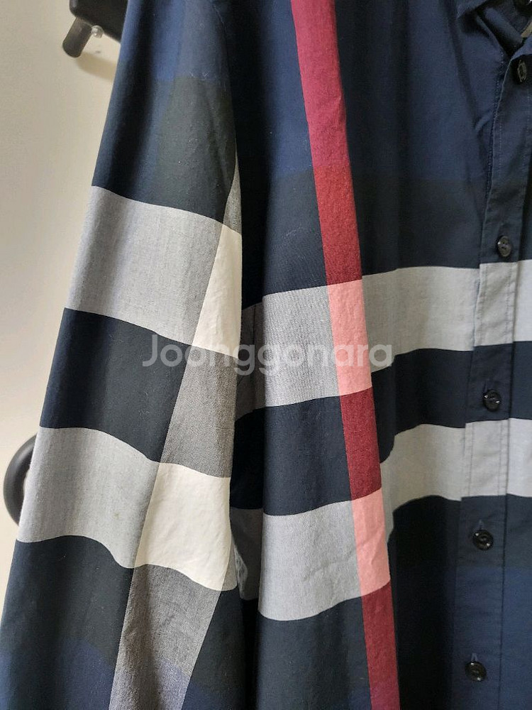 22SS 버버리 체크 코튼 셔츠 L--2