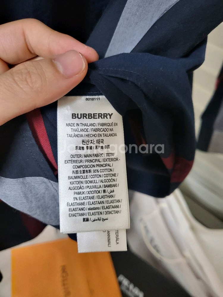 22SS 버버리 체크 코튼 셔츠 L--5