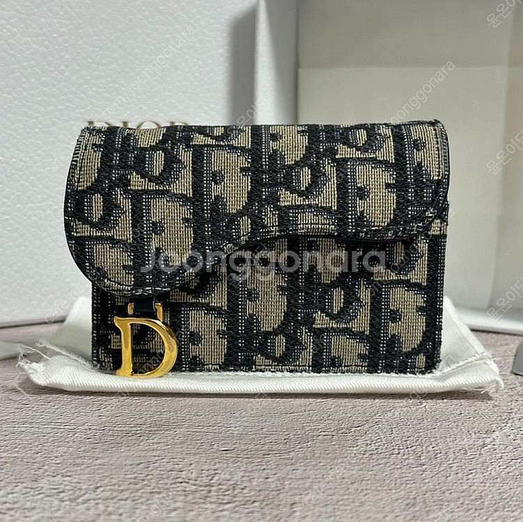 [풀구성] 디올 오블리크 새들 카드지갑 베이지--0