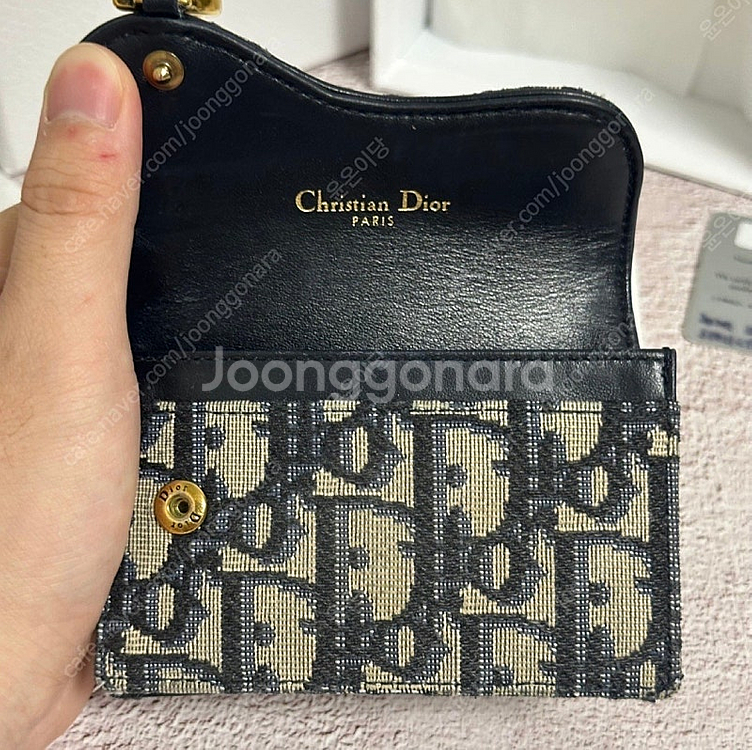 [풀구성] 디올 오블리크 새들 카드지갑 베이지--3