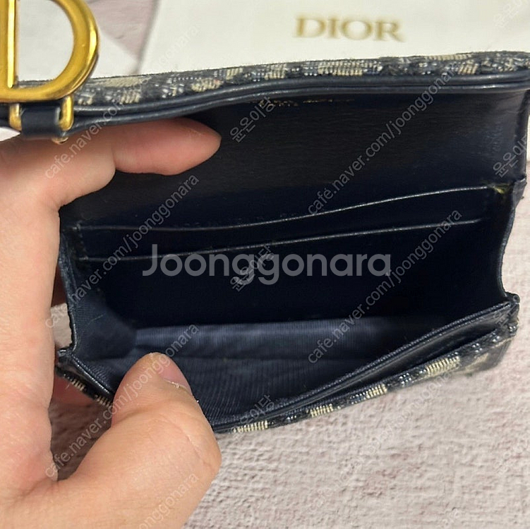 [풀구성] 디올 오블리크 새들 카드지갑 베이지--4