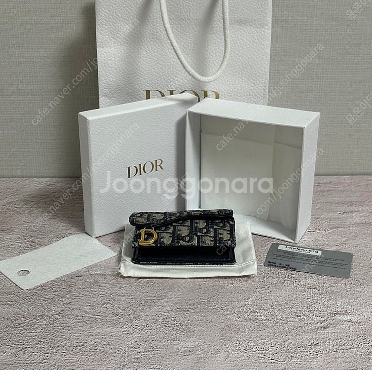 [풀구성] 디올 오블리크 새들 카드지갑 베이지--9