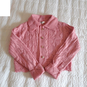 (새상품, 착샷) SPAO 핑크 크롭 니트 가디건