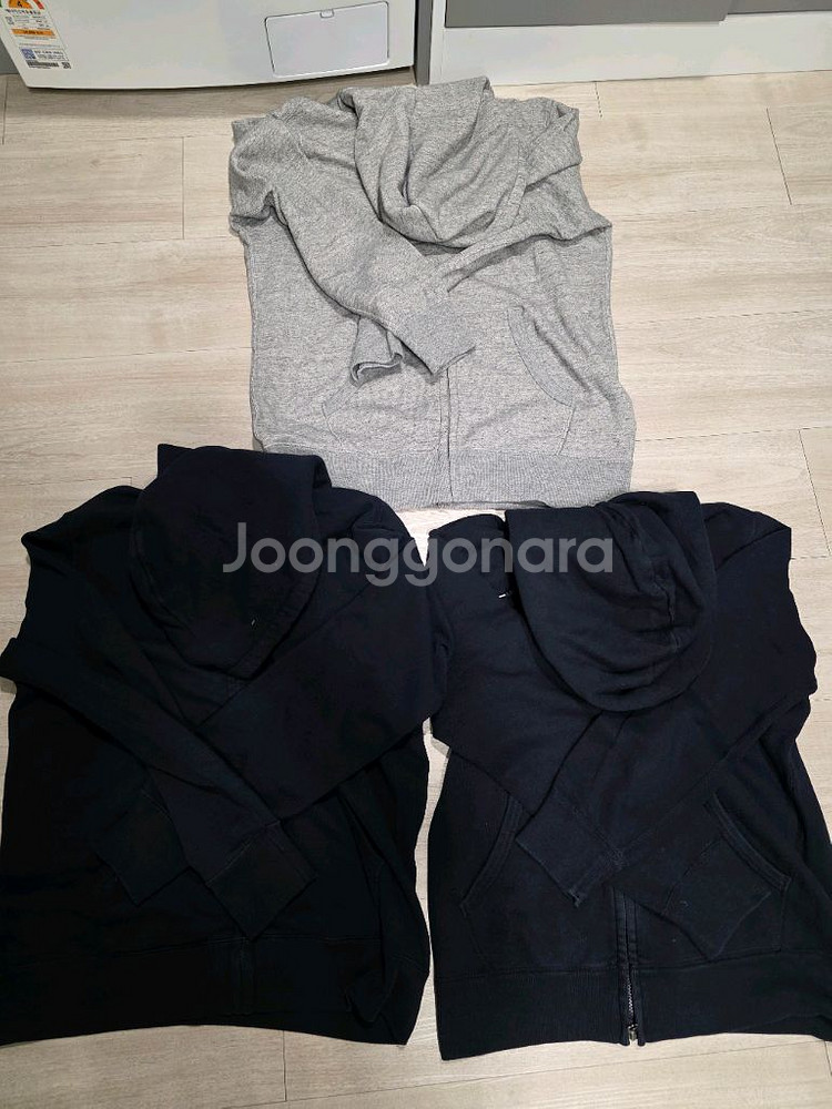 유니클로 네이비 2개, 회색 1개 후드집업 XL 판매--0