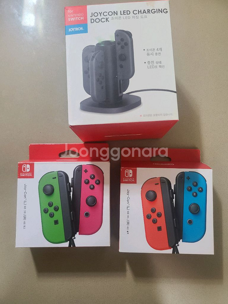 새상품)닌텐도 스위치 조이콘 2쌍+충전독--0