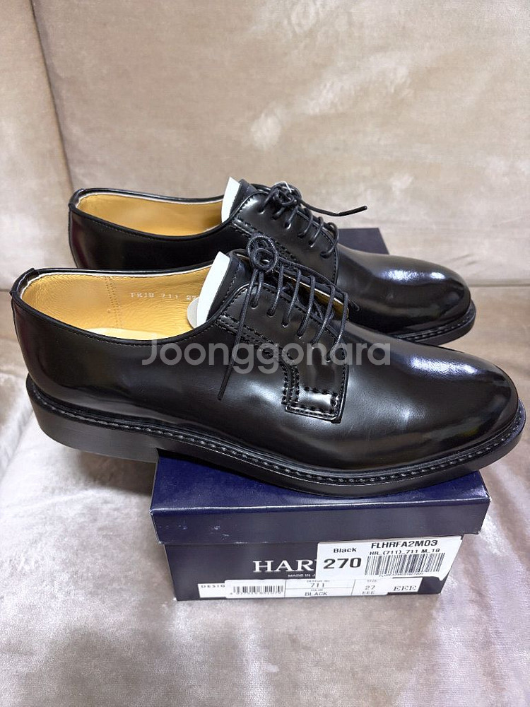 하루타 711 레더 더비 슈즈 블랙 270 새제품--1