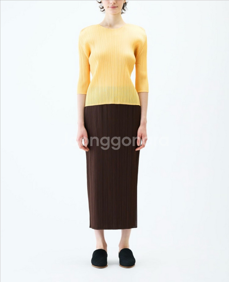 플리츠플리즈 3월 랩스커트 브라운 사이즈3--1