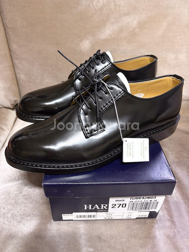 하루타 711 레더 더비 슈즈 블랙 270 새제품--0