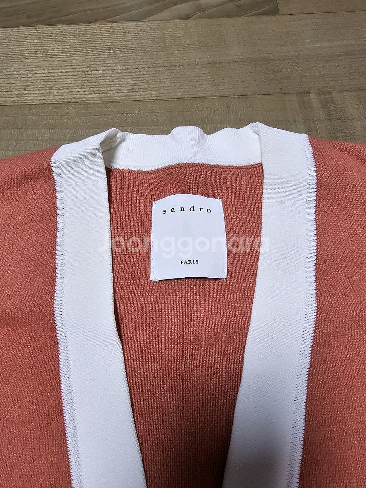 정품) sandro 산드로 캐시미어 울 가디건 피치컬러--2