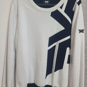 PXG 화이트/블랙 라운드넥 니트 스웨터(M)