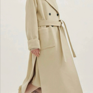 옷장정리| 오버핏 허리끈 메이썸 싱글 버터색롱코트