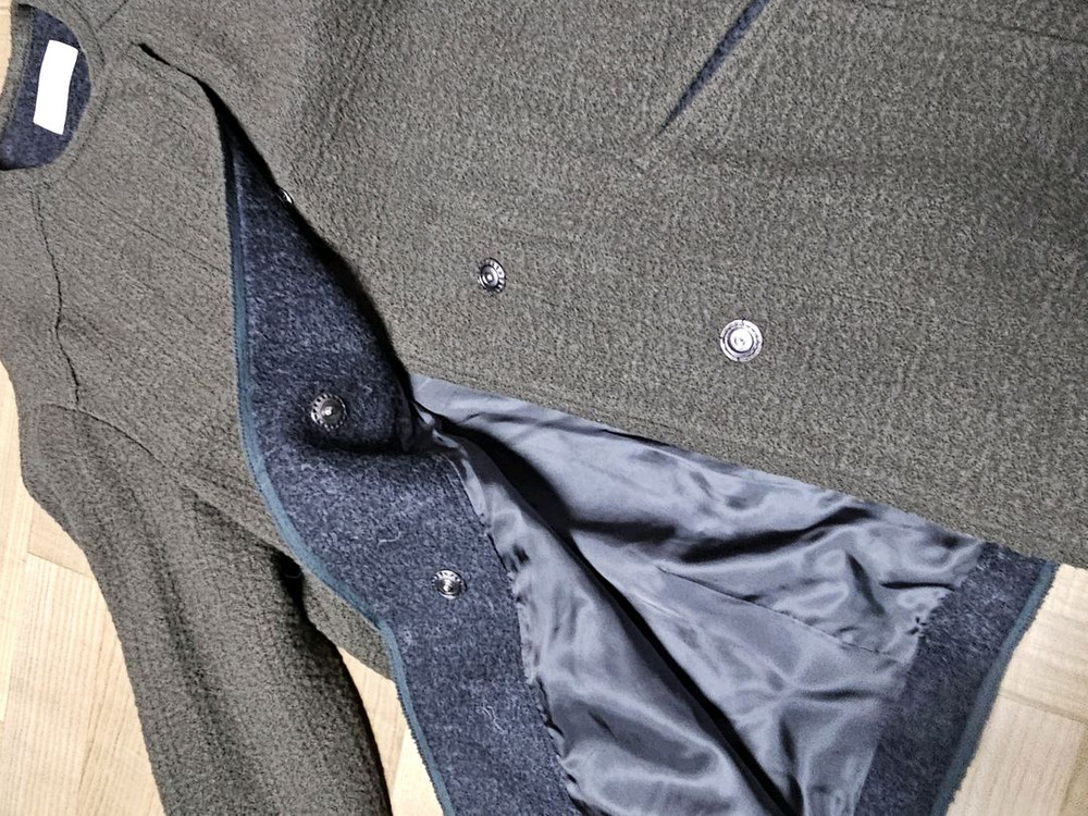 정품) TIME 타임 한섬 코트 반코트 울코트 카키--5