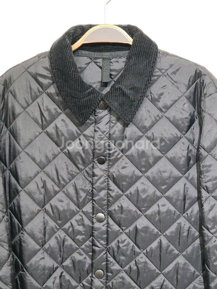 (L) 바버 퀼팅자켓 블랙 누빔점퍼 코듀로이 카라넥--1