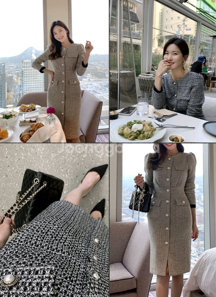 악녀일기 트위드 원피스55--8