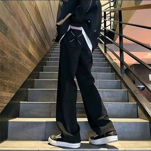 블랙 와이드 롱 데님팬츠