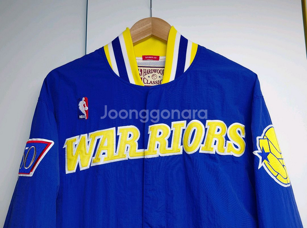 [L]미첼앤네스 골든스테이트 워리어스 어센틱 웜업 자켓--8