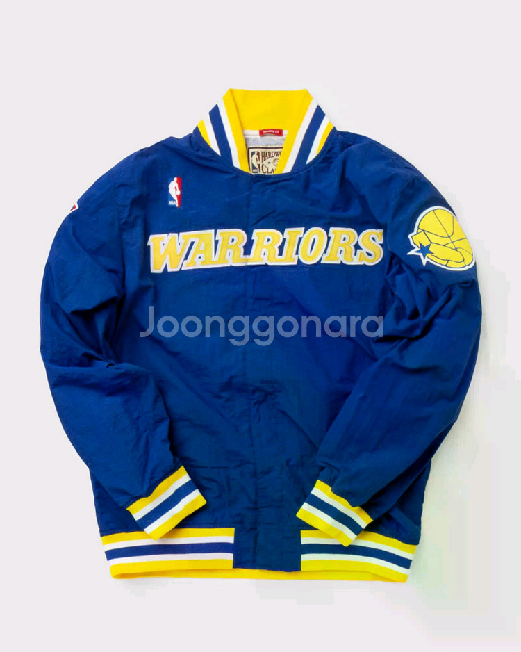 [L]미첼앤네스 골든스테이트 워리어스 어센틱 웜업 자켓--4