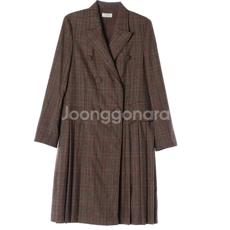 타임 체크 패턴 더블 블레이저 코트--0