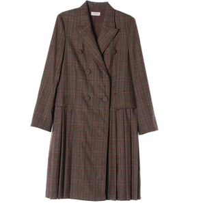 타임 체크 패턴 더블 블레이저 코트