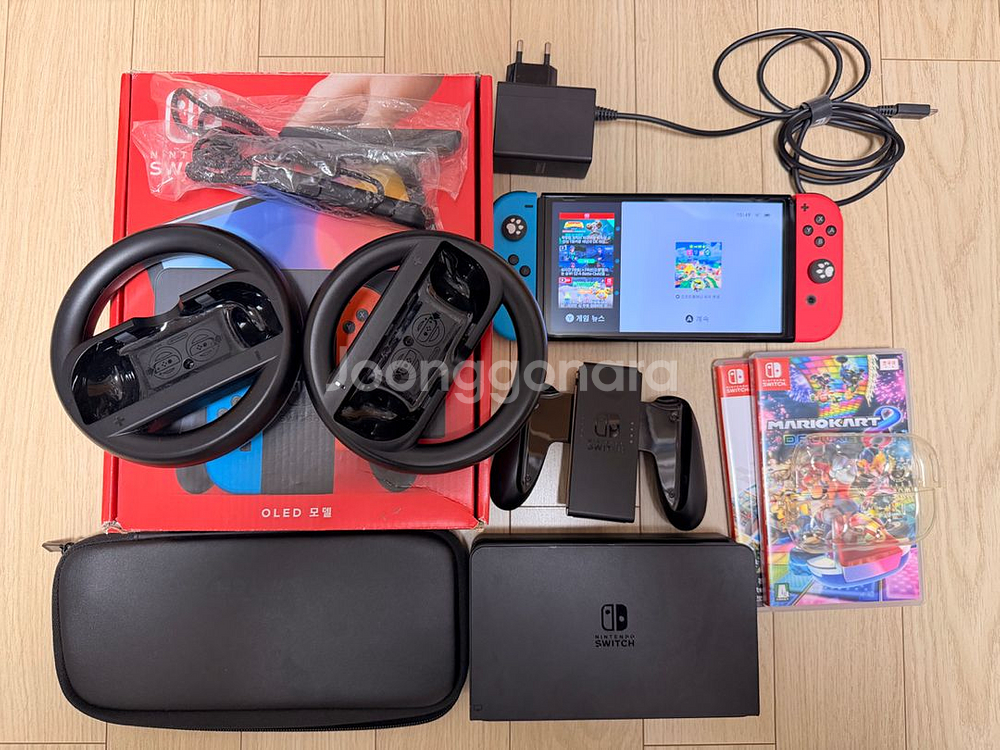 닌텐도 스위치 OLED 레드 + 스티어링휠 세트--1