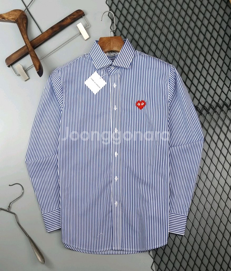 꼼데가르송 픽셀 스트라이프 셔츠(레드와펜)--0