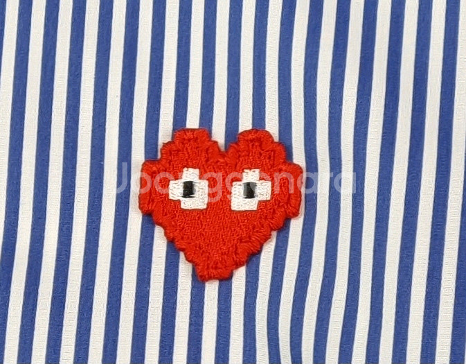 꼼데가르송 픽셀 스트라이프 셔츠(레드와펜)--2