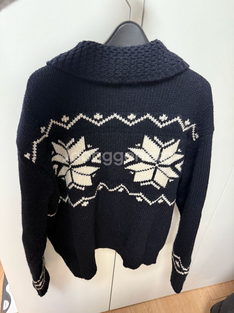 진심 눈꽃 울 집업 가디건 네이비--6