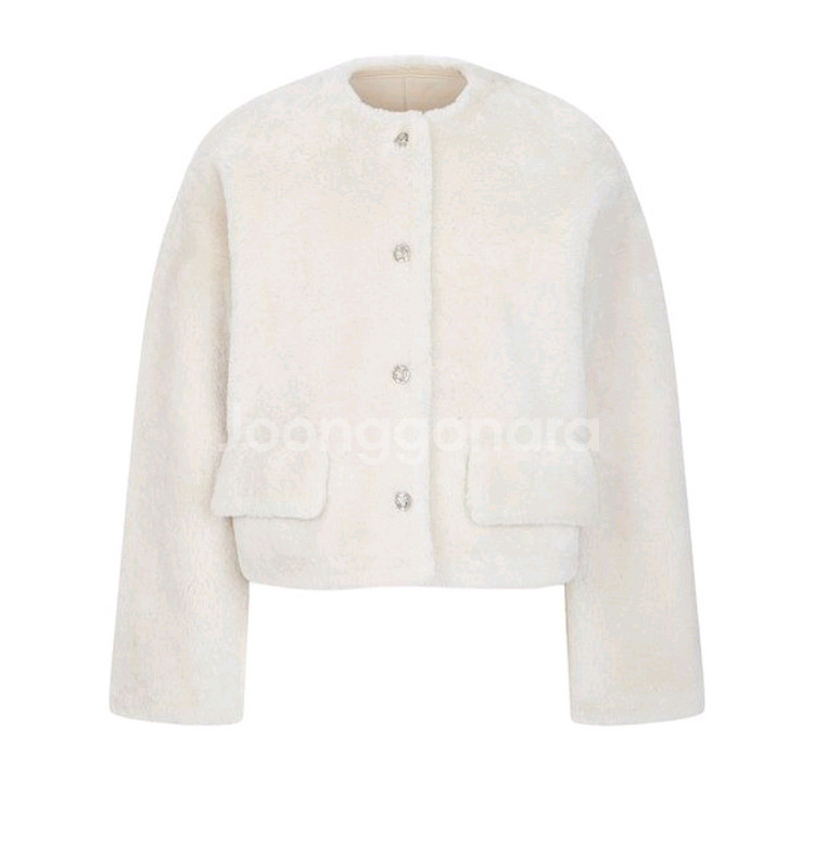 [새상품]보브(VOV) 스냅 버튼 시어링 레더 자켓--0