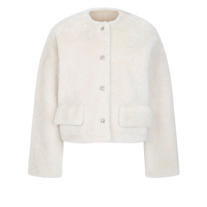 [새상품]보브(VOV) 스냅 버튼 시어링 레더 자켓