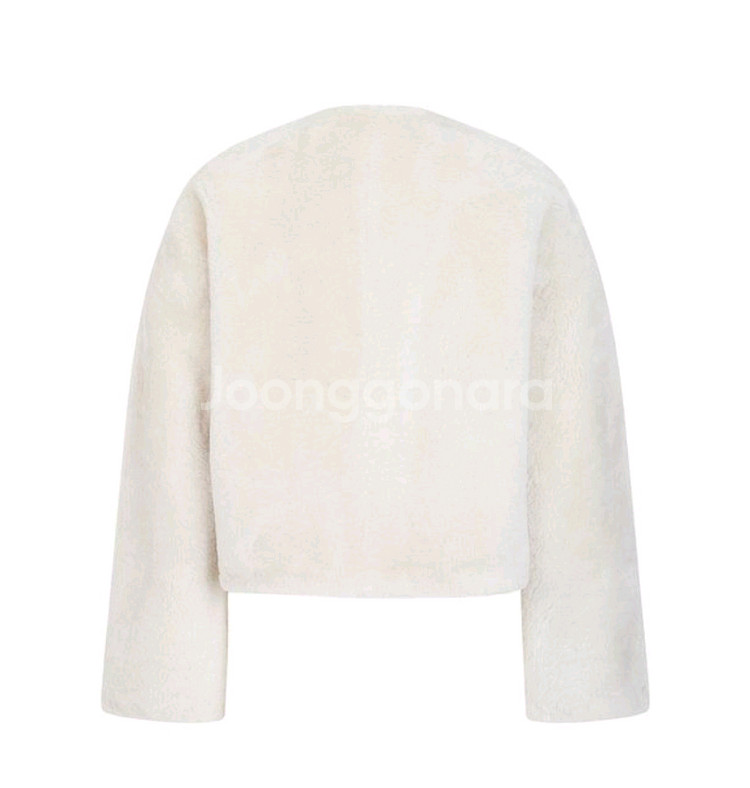 [새상품]보브(VOV) 스냅 버튼 시어링 레더 자켓--1