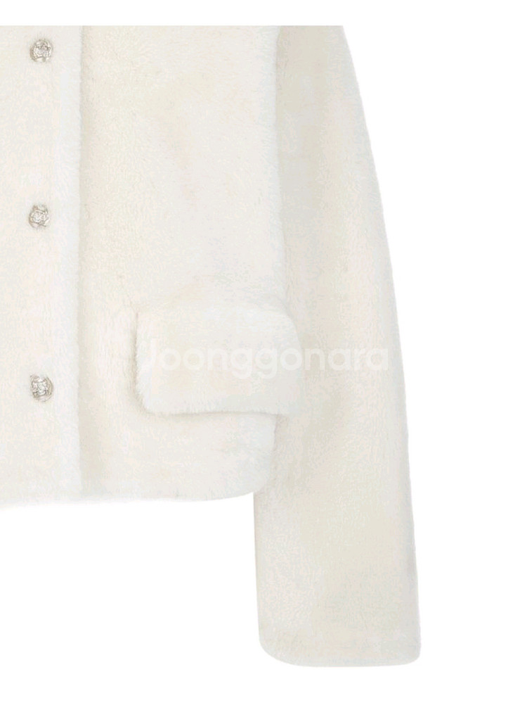 [새상품]보브(VOV) 스냅 버튼 시어링 레더 자켓--5