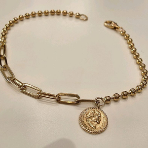 18k핑크골드_코인 볼체인 팔찌