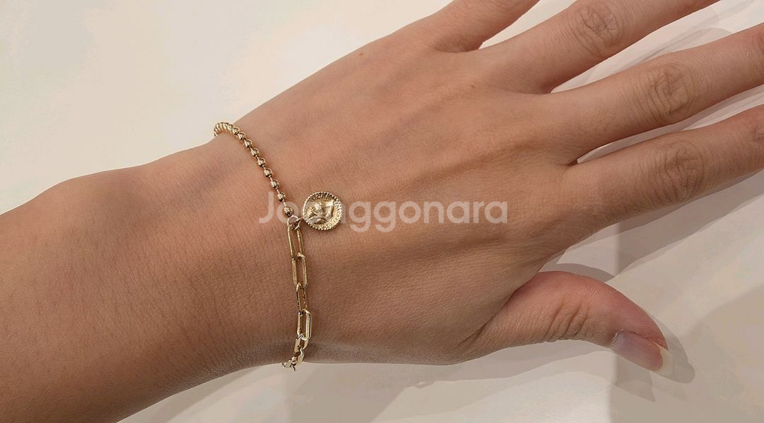 18k핑크골드_코인 볼체인 팔찌--2