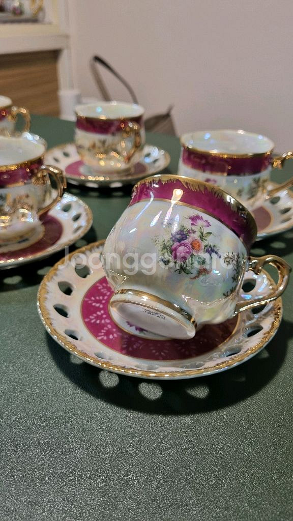 빈티지 앤틱 일본 커피잔 세트6조--2