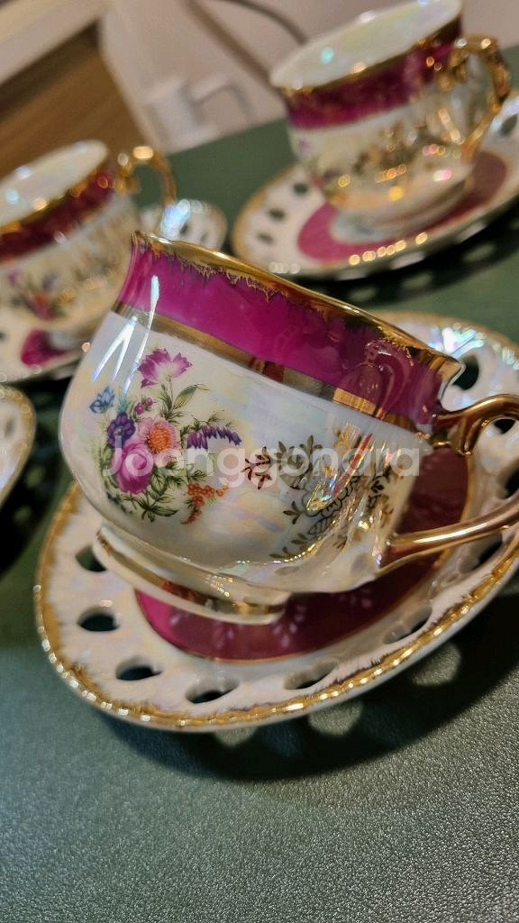 빈티지 앤틱 일본 커피잔 세트6조--1