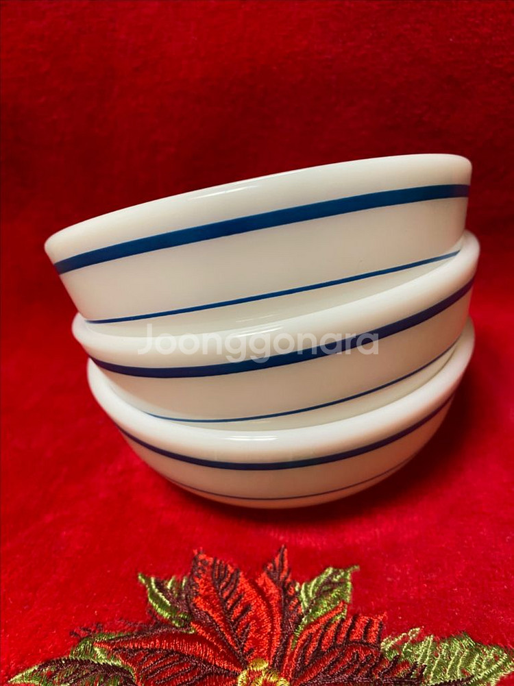 빈티지 파이렉스 블루밴드 시리얼볼 3pc--0