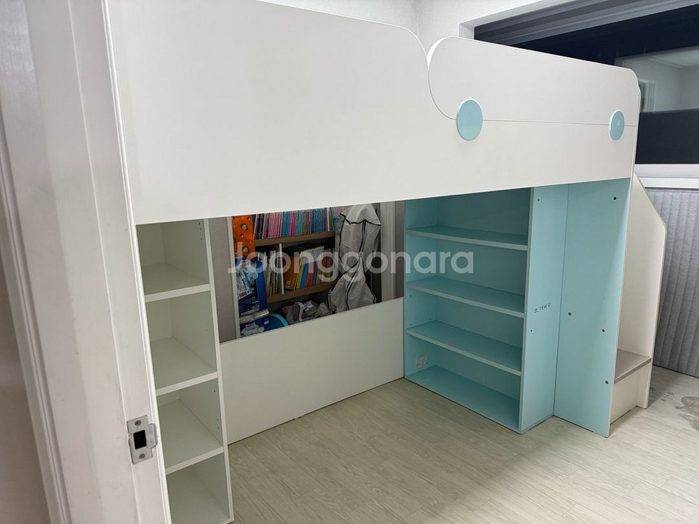 리바트꼼므 높은 벙커침대 하늘색--0