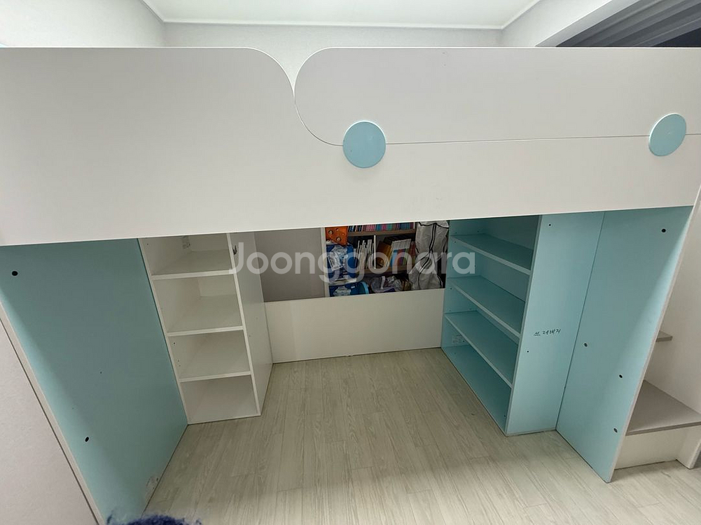 리바트꼼므 높은 벙커침대 하늘색--1