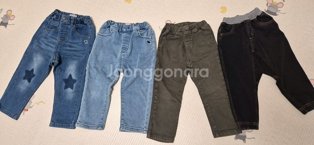남아 데님 바지 4벌 세트 90-100 반값택포(블루독 등)--0