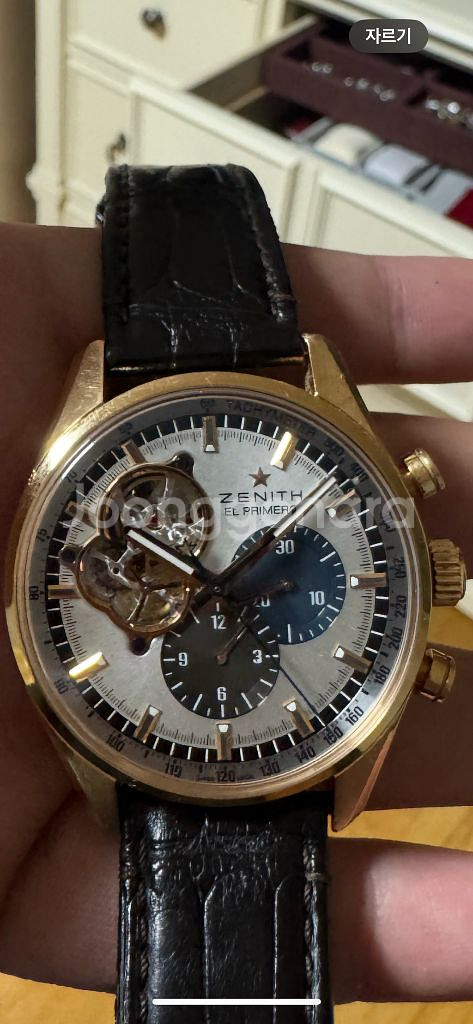 제니스 오픈하트 크로노마스터 로즈골드 시계--0