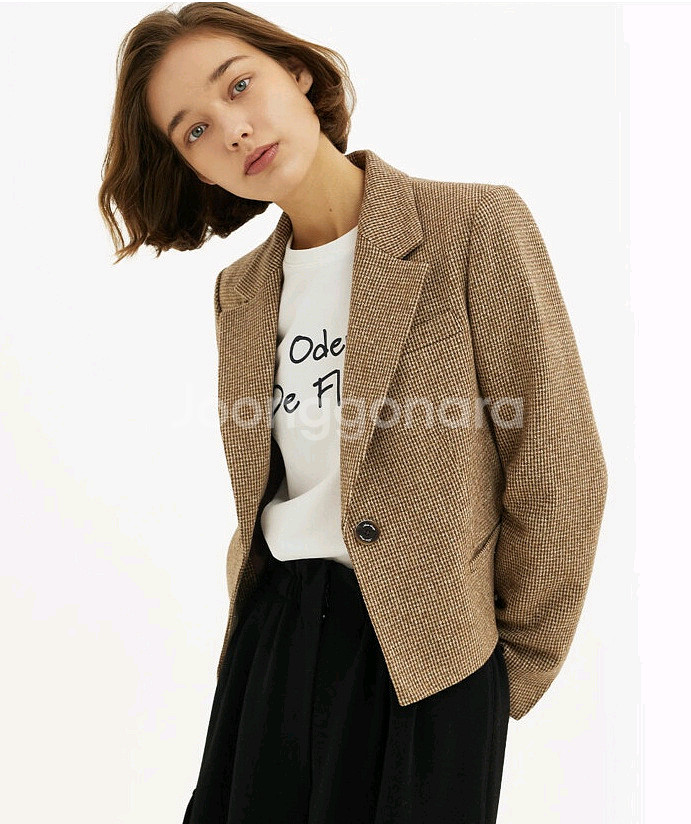 나이스클랍 체크 크롭 울 자켓--0