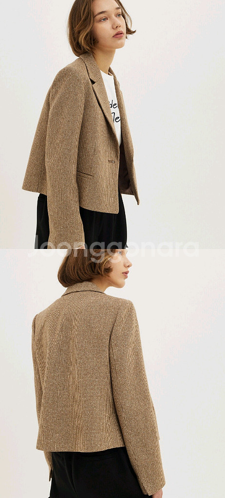 나이스클랍 체크 크롭 울 자켓--1