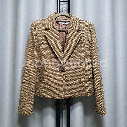 나이스클랍 체크 크롭 울 자켓--2